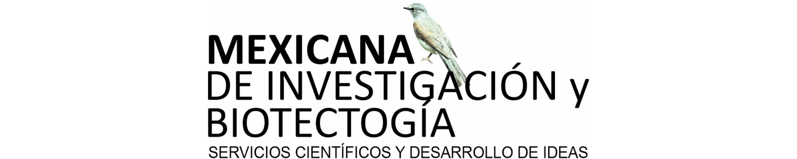Logo de mexicana de investigación y biotecnología con icono de ave