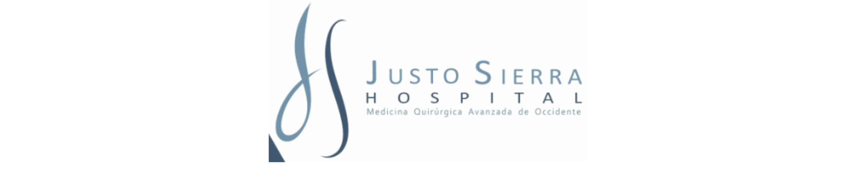 Logo del Hospital Justo Sierra con las letras JS estilizadas en azul y texto en gris, representando profesionalismo médico.