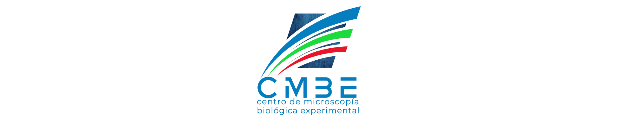Logo del Centro de Microscopía Biológica Avanzada con formas en azul, verde y rojo sobre fondo oscuro