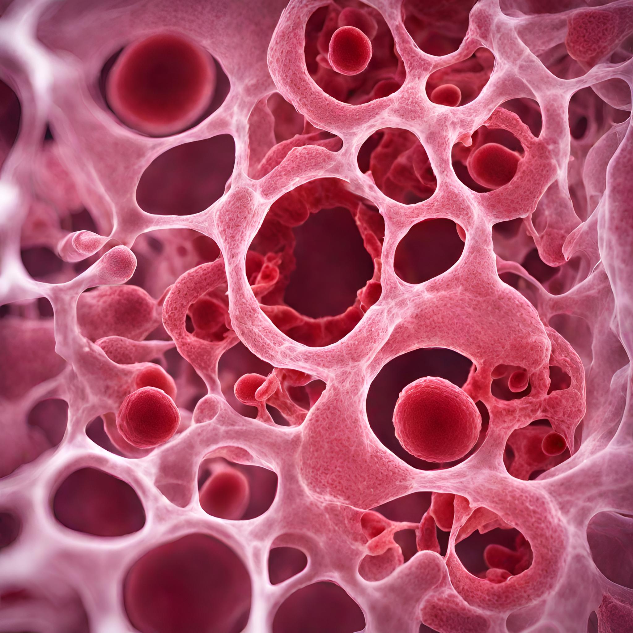 Esquema de Leucemia Linfocítica Crónica (LLC) con linfocitos malignos en microscopio.