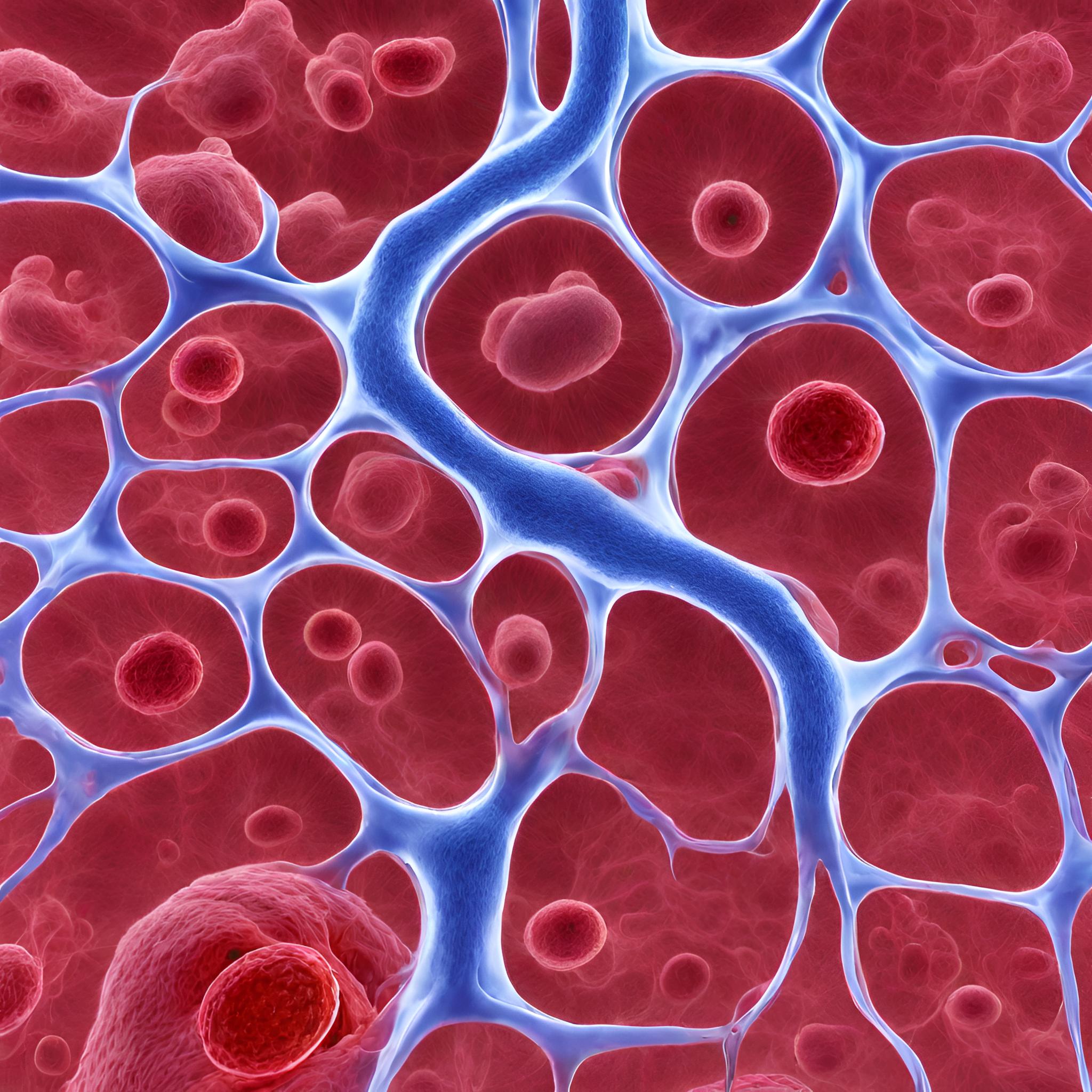 Diagrama de Leucemia Mieloide Aguda (LMA) con células blásticas anormales.